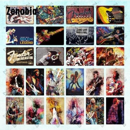 Rock N Roll Music Metal Poster Vintage Metal Sign Tin Sign Plates for Bar Pub Club Wall Art Decorative Painting Wall Stickers