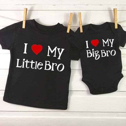 Brother Sister Family Shirts Drop Shipping I Love My Sis I Love My Bro Sibling T-Shirts and Baby Bodysuits Family Matching Shirt