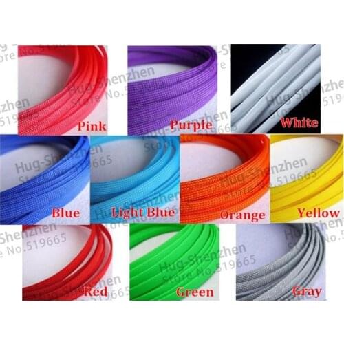 100M Cable Sleeves 12mm 10 Colors Snakeskin Mesh Wire Protecting Nylon Tight PET Expandable Insulation Sheathing Braided Sleeves
