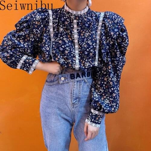 Seiwnibu Stand-up Collar Blouses