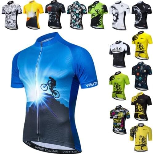 Weimostar Blue Mens Cycling Jersey Short Sleeve Summer Bike Shirt Breathable Bicycle Clothing Tops Racing Cycling Wear Clothes