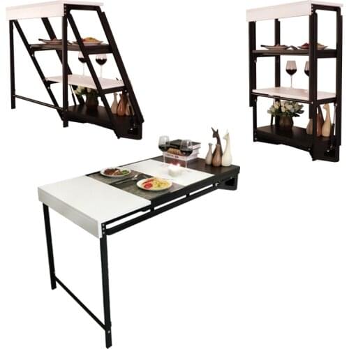 Balcony Dining Table Multifunctional Wall-mounted Table Folding Small Desks Rotating Telescopic Invisible Desk Wall Shelf rack