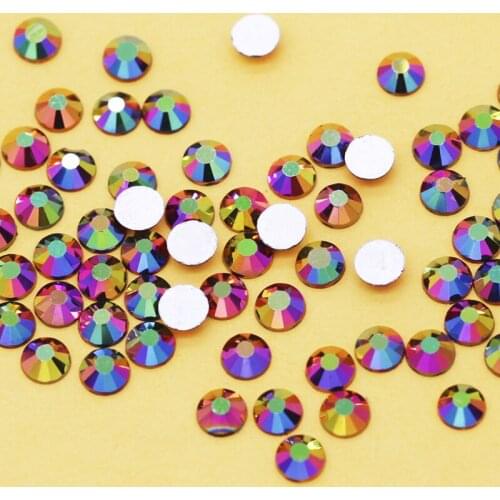 SS3-SS30 Rainbow Rose Gold Glass glittler Gem Crystal Non Hotfix Flatback Rhinestone Nail Art Decorations Jewellery making beads