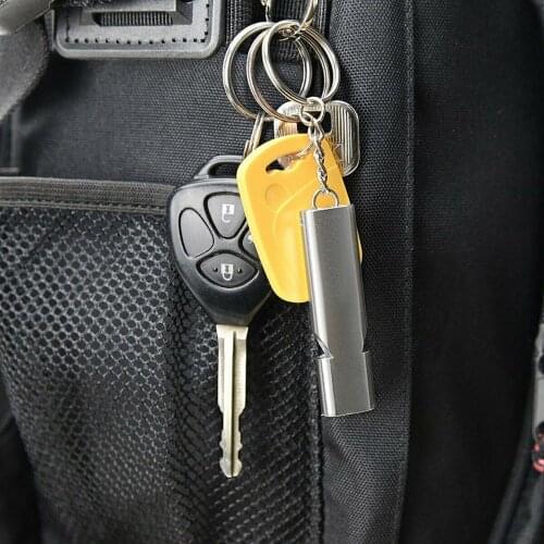 Outdoor Whistle Survival Whistle High Decibel Double Pipe Whistle Stainless Steel Alloy Keychain For Camping Hiking Outdoor