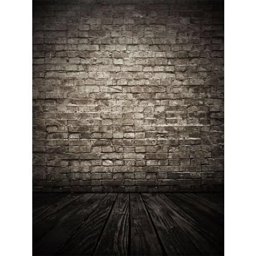 VinylBDS Black Brick Wall Photography Studio Backdrop Wooden Floor Backdrops For Photography Retro Black Walls Background Studio
