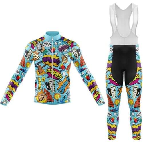 Explosive comic-themed mens cycling jersey, quick-drying, long-sleeved road bike, cycling jersey, spring and autumn