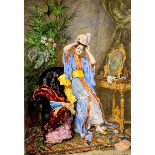 Young Lady Oil Painting Portrait Cross Stitch Kits Needlework Embroidery Crafts 14ct Unprinted DIY Arts Handmade Home Decor