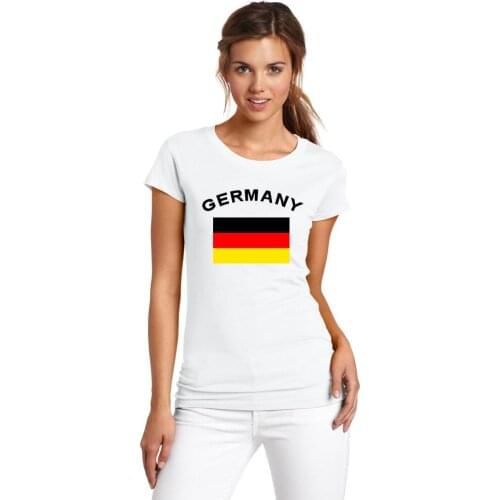 BLWHSA Germany Fans Cheer Flag Women T-Shirts Summer Short Sleeve O-neck European Germany National Flag T shirts For Women