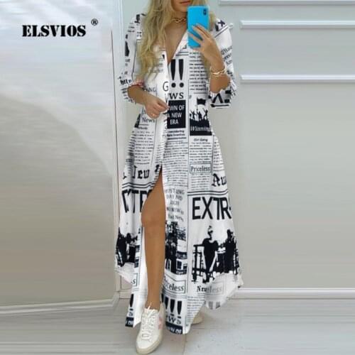 Turn-down Collar Buttons Cardigan Dresses Women 2021 New Spring Summer Chiffon Dress Casual Stripe Letter Print Long Skirt Dress