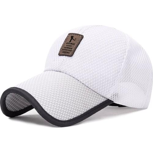 02brim full net baseball cap outdoor breathable shade mesh cap men and women leather standard sunscreen big hat Summer long hat
