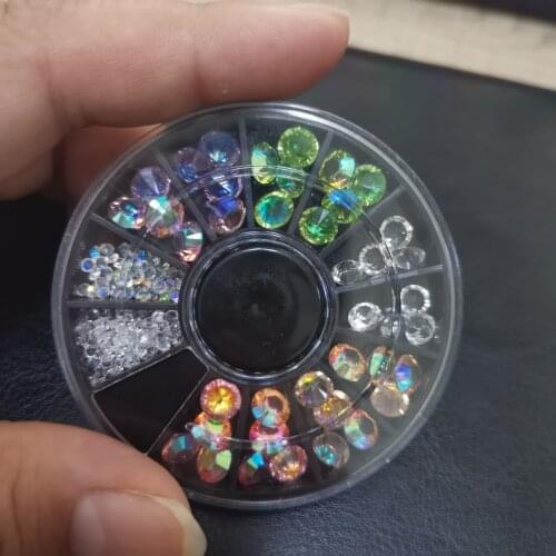 1wheel(12model) Glass Mermaid Multi-colors Charms Crystal AB rhinestones Studs Charms Nail Art Decorations Rhinestones