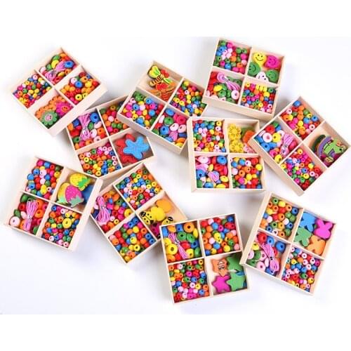 1Box Colorful Wooden Beads for Girls Necklace Bracelet Children DIY Jewelry Accessories Kids Puzzle Beads Toys