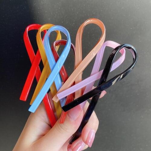 1Pcs 12x2.5mm Acrylic Bowknot Ribbon Hair Clips Cute Solid Color Streamers Bow Spring Clip For Girls Hair Accessories