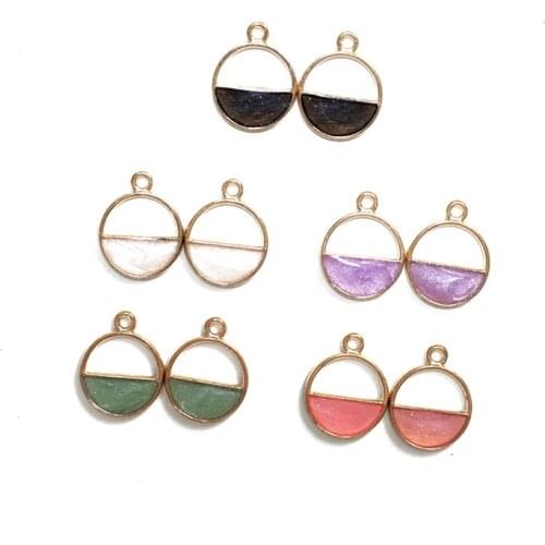 10pcs 13 * 16mm Oil Drop Alloy Pearl Round Half Hollow Charms DIY Making Earrings Necklace Jewelry Accessories