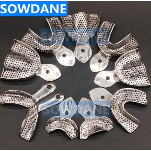 10pcs Dental Tray Denture Instrument Stainless steel Dental Impression Trays Dental Lab Laboratory Tool Autoclavable
