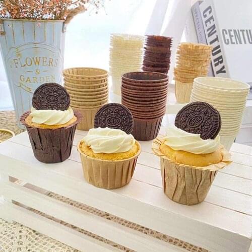 50Pcs Aluminum Foil Muffin Cupcake Paper Cups Birthday Cake Decoration Baking Cup Case Tray Wedding Party Home Cake Mold tools