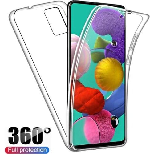 360 Transparent Shockproof Silicone Cases For Samsung A21S A31 A11 A41 Full Cover For Galaxy A01 Core A51 4G A71 5G PC+TPU Funda