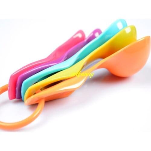 500sets/lot 5pcs/set Measuring Spoons Colorful Plastic (1/2.5/5/7.5/15ml) Measure Spoon Super Useful Sugar Cake Baking Spoon