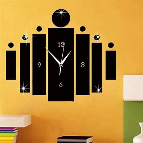 Clocks Wall Home Office Decor Living Room Luxury 3d Mirror Silver Wall Clock Modern Design Home Decor Watch Wall Sticker