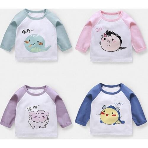 Children Fall T-shirts Kid Infant Boys Clothes Girl Spring Full Sleeve Tops Tee Animal Cartoon Graphic T Shirts Baby Tshirt 2021