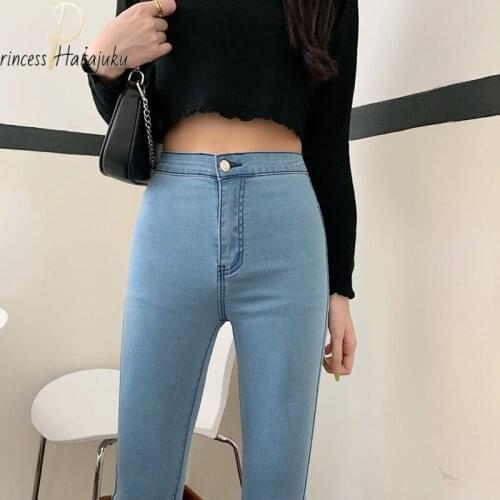 Plus Size High Waist Jeans Womens Fashion Streetwear Woman Girls Pencil Pants Trousers Female Denim Skinny Slim Women Jeans