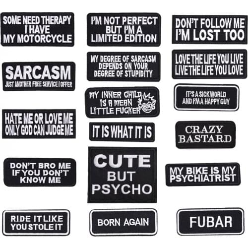 IT IS WHAT IT IS English Letters Black White Embroidered Patch Iron Sew on DIY Patches for Clothing Jacket Vest Emblem Badge