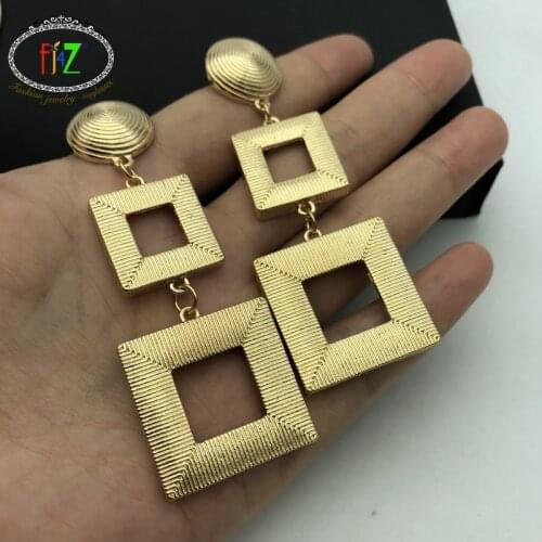 F.J4Z Fashion Punk Earrings for Woman Rock Alloy Square Geo Chunky Earrings Ladies Club Show Alloy Earring jewelry Dropship