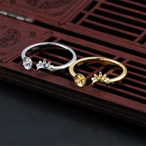 Ring Blank for 6mm-8mm Round Beads or Pearls Gold Plated 925 Silver Ring Setting Adjustable Ring Base JZ0087