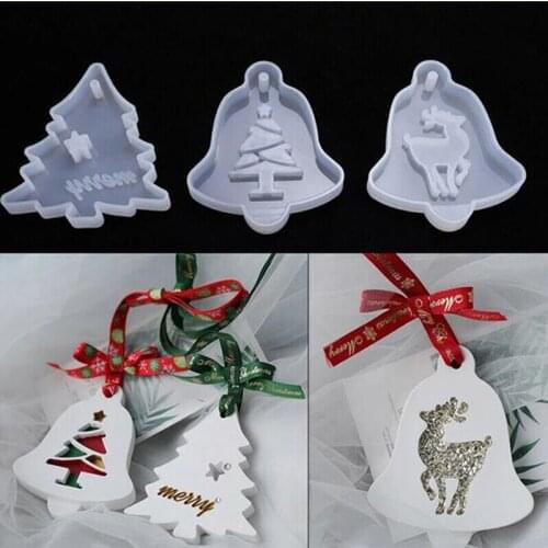 Christmas Tree Bell Elk Pendant Casting Silicone Mould Crystal Epoxy Resin Mold DIY Crafts Aromatherapy Wax Aroma Gypsum Plaster