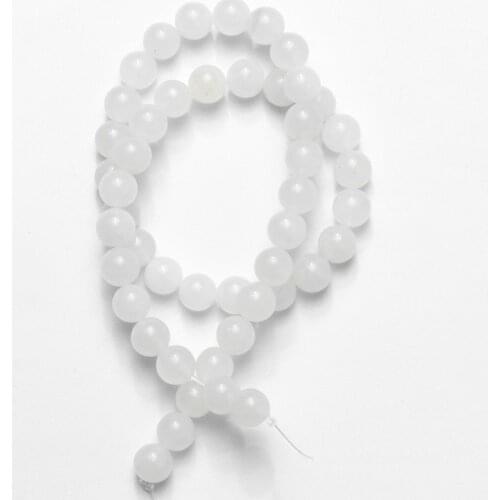 Wholesale White Jades Natural Stone Round Loose Beads for Jewelry Making Accessories 4 6 8 10 12mm Necklace Bracelet DIY