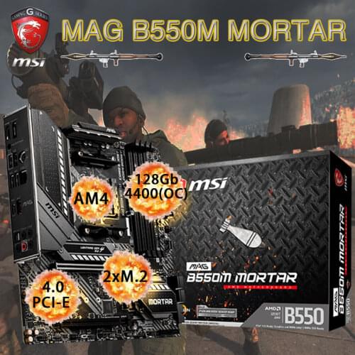 MSI MAG B550M MORTAR Motherboard DDR4 128Gb 4400(OC) M.2 PCI-E 3.0 4.0 GAMING Placa-mãe AM4 Chia Desktop AMD B550 Micro ATX NEW
