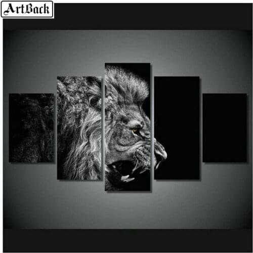 5 spell painting lion full square drill 5d diamond painting 3d diamond embroidery kit for living room decoration animal icon