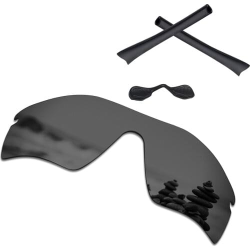 SmartVLT Black Chrome Polarized Replacement Lenses and Black Rubber Kit for Oakley Radar Path Sunglasses