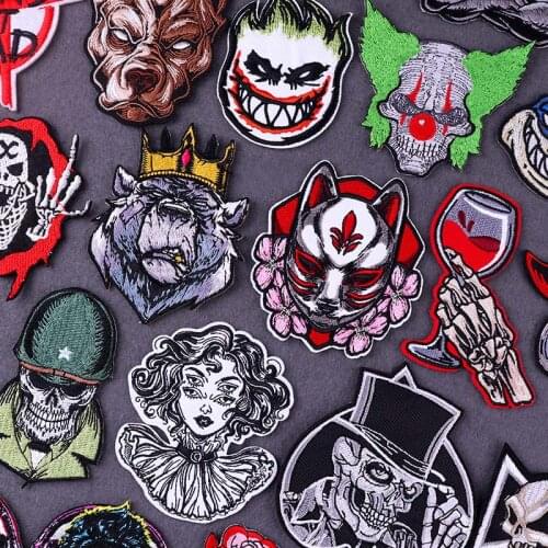 Punk Patches On Clothes Hippie Iron On Patches For Clothing Thermoadhesive Patches For Clothes Clown Stripes Patch Animals Badge