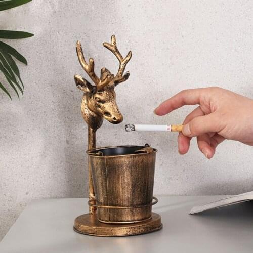Nordic Retro Ashtray Home Living Room Office Bar Creative Decoration Tabletop Gift Deer Head Ashtray Outdoor Holder Container
