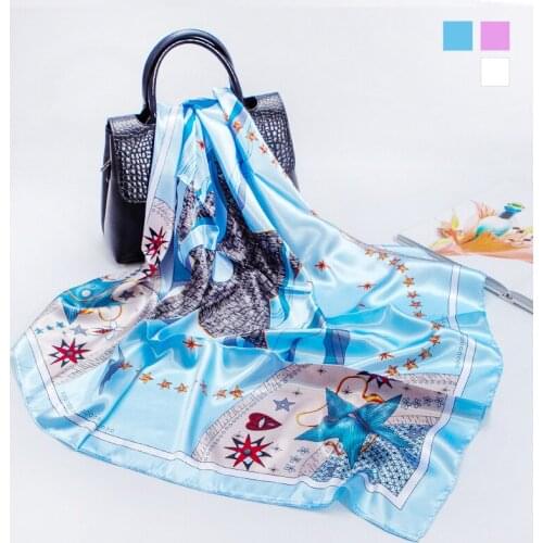 2021 Spring New Printed Soft Square Scarf Women Satin Satin Silk Scarf Accessories Luxury Scarf Turban Shawl Hijab Wholesale