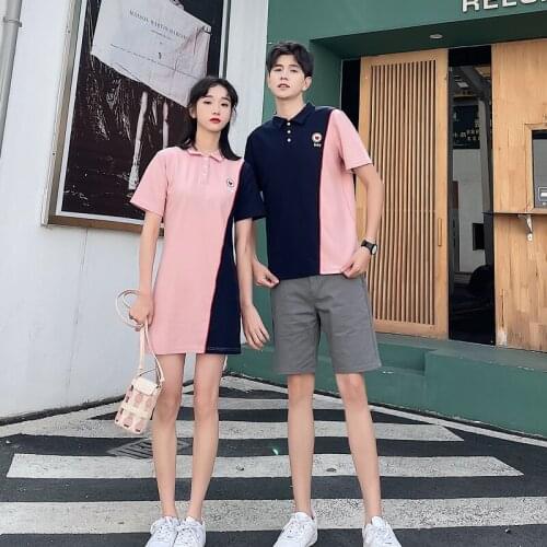 Couples wear summer 2021polo collar dress T-shirt set couples clothes couples clothing