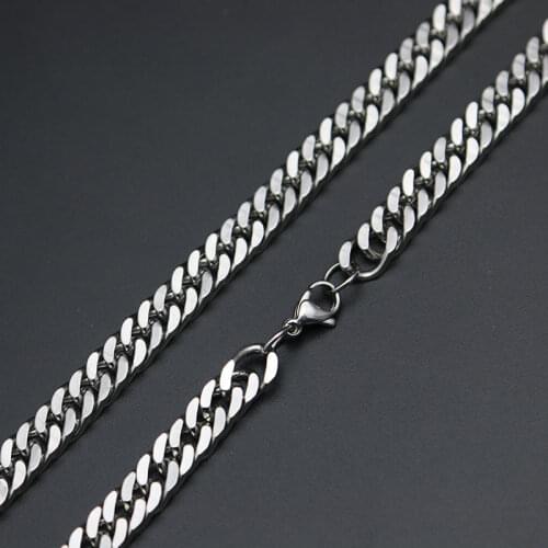 Fashion Silver Smooth Chain Stainless Steel Chain Necklace Wide Big Necklaces For Man Boy Women Girl