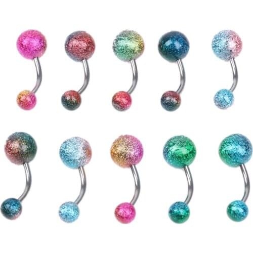 7/10/20PCS Colorful Stainless Steel Belly Button Rings Navel Piercing Ear Piercing Navel Earring Belly Piercings Body Jewelry