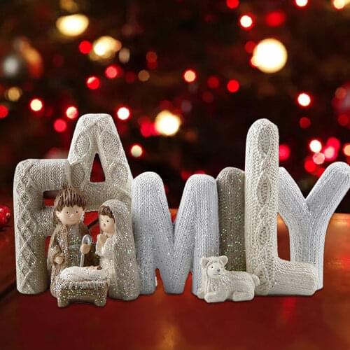 Family Love Delightful Beautiful Letter Nativity Ornament Christmas Decor Elegant Nativity Set Nativity Ornament Holy Resin Craf