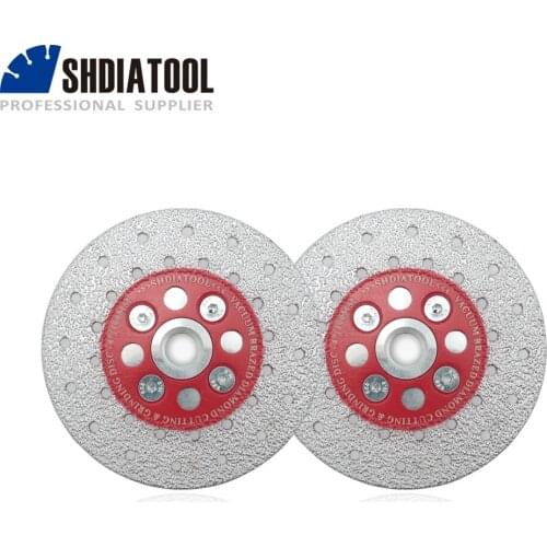 SHDIATOOL 2pcs Premium Quality Diameter 4"/100mm Double Sided Vacuum Brazed Diamond Cutting & Grinding Disc With M14 Thread