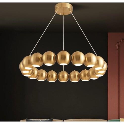 Round sphere led chandelier for living room bedroom table dining room hanging lamp gold/chrome metal 2021 new suspension light