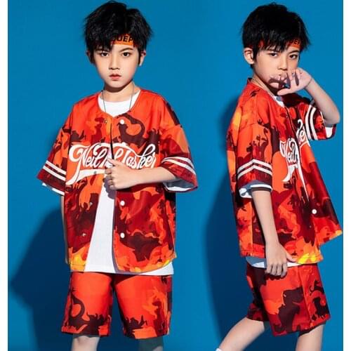 Tie-dye Rave Outfit Kids Street Dancewear Summer Hip Hop Dance Clothes Festival Clothing Stage Costume Kpop Outfit DL8085