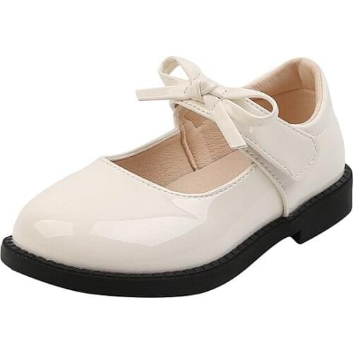 Girls Shoes Children Leather Shoes Round Toes 2021 Spring Brand New High Quality with Bowtie Kids Dress Shoes Casual Princess