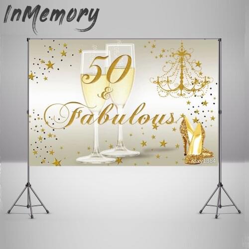 High Heel Bokeh Glitter 50th Birthday Backdrops for Photography Custom Adult Fabulous Party Decoration Backrgound Photocall