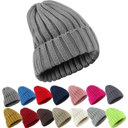 KENSHELLEY Autumn And Winter Outdoor Versatile Solid Color Thickened Warm Knit Beanie Hat