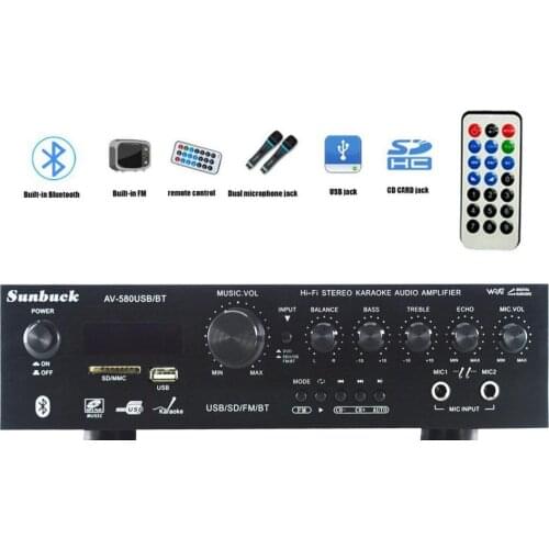Sunbuck TAV-580BT 5.1 Channel 300W High Power SD USB FM Bluetooth Remote Control Power Amplifier Home AV Sound Amplifier Audio