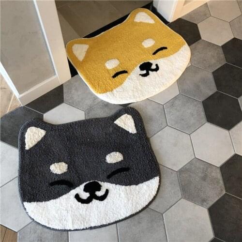 Bathroom Door Entrance Mat Cartoon Dog Bath Rug Bathroom Non-Slip Mat Toilet Mat Entrance Door Absorbent Mat Anti-slip Door Mat