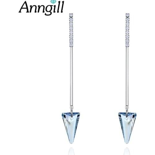 ANNGILL New Crystals from Swarovski Long Earrings for Women Elegant Geometry Shape Wedding Earrings Fashion Jewelry Brinco