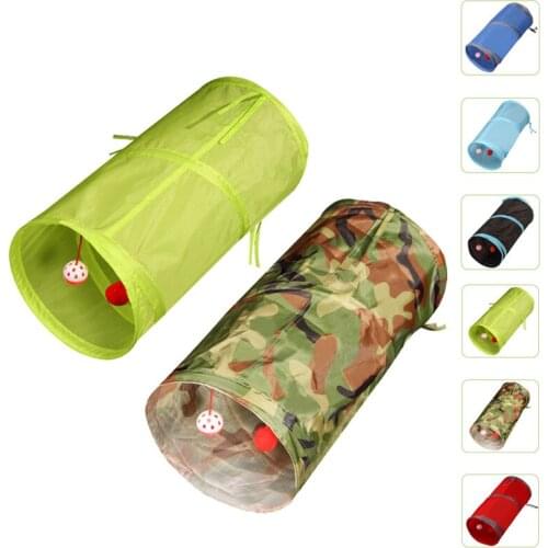 2 Way Foldable Summer Small Pet Tunnel Hanging Bell Ball Training Playing Toy Small Animals Hamster Rabbit Guinea Pig Cage Tubes
